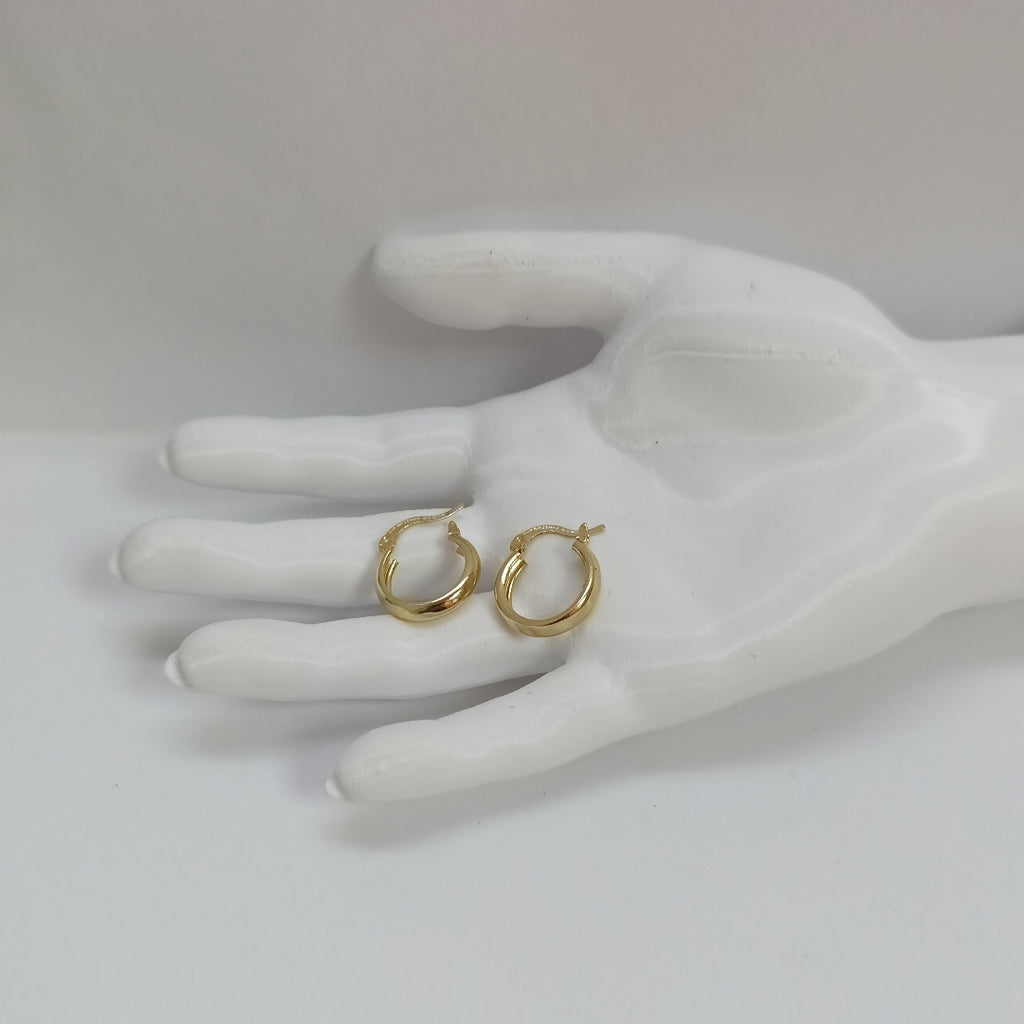ARETES TEJIDO ARRACADAS LISAS 14K 2.1 GR (NUEVO)