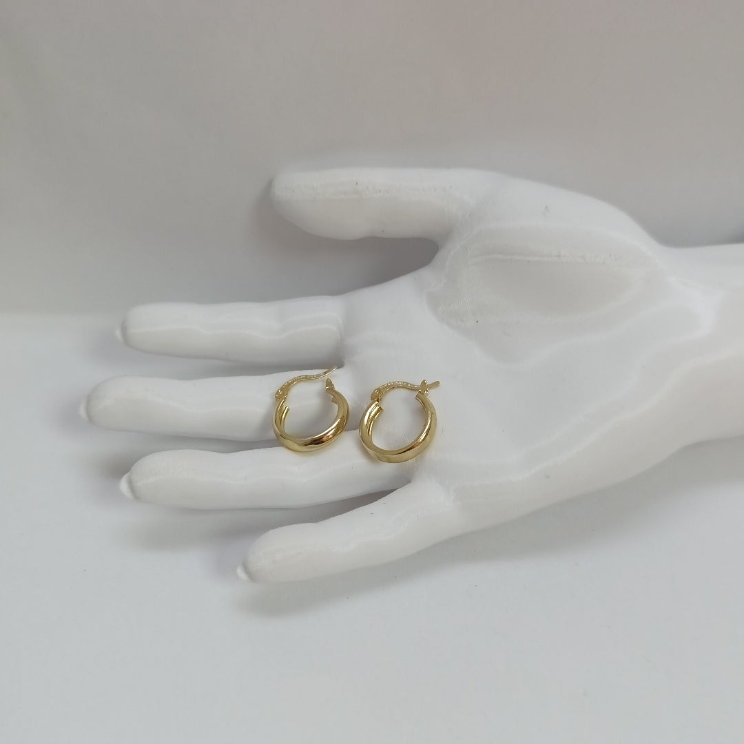 ARETES TEJIDO ARRACADAS LISAS 14K 2.1 GR (NUEVO)