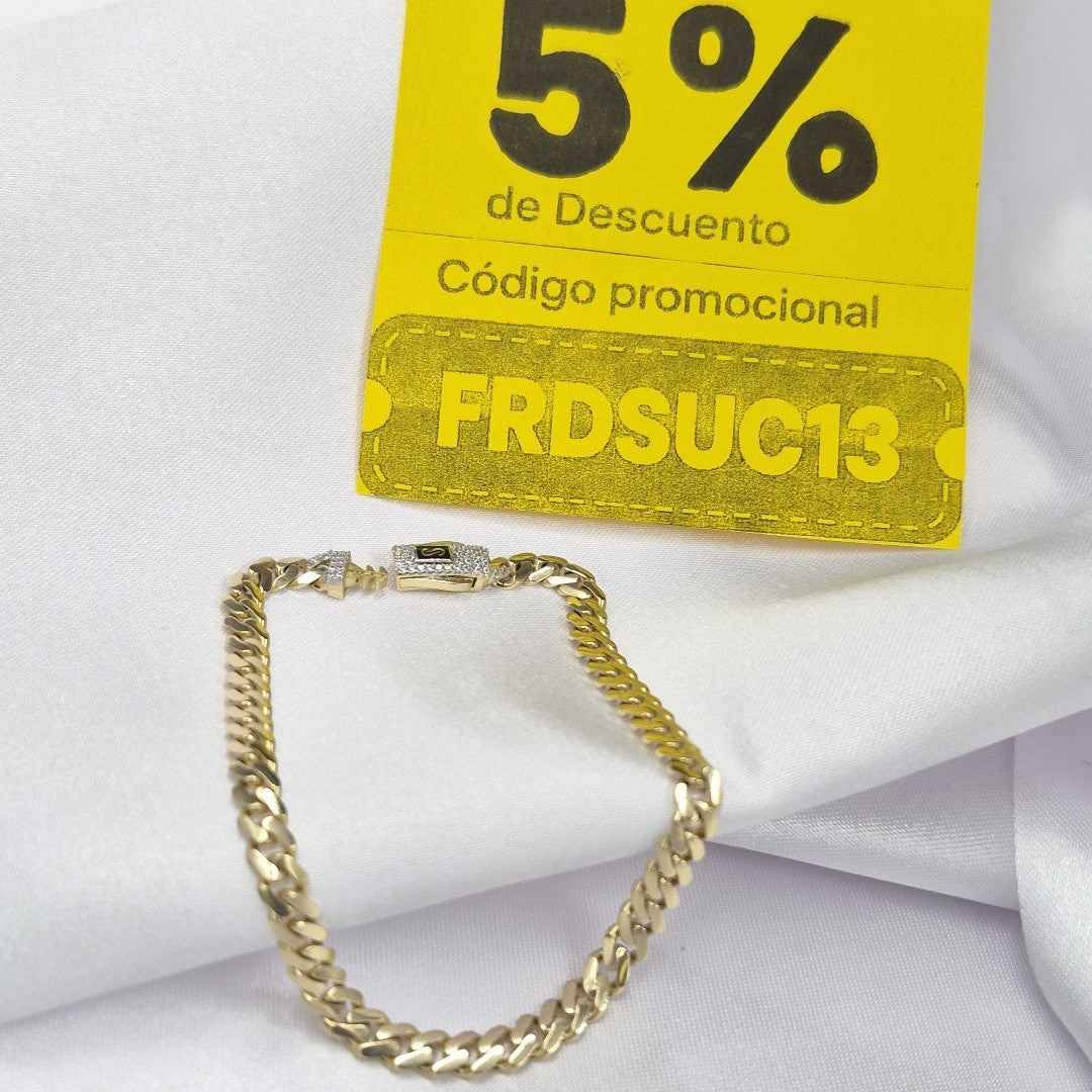PULSERA CABALLERO MONACO ORO 14K 6.4 (NUEVO)