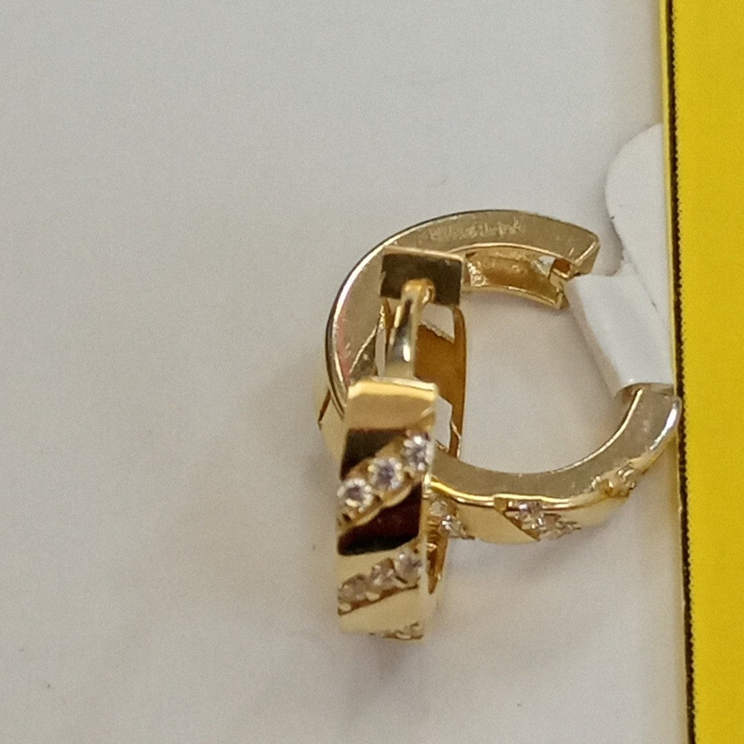 ARETES HUGGIES CON CIRCONIAS 14K 2.2 GR (NUEVO)
