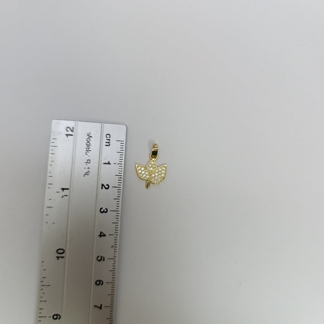 DIJE TEJIDO HOJAS CON CIRCONIAS 14K 0.9 GR (NUEVO)