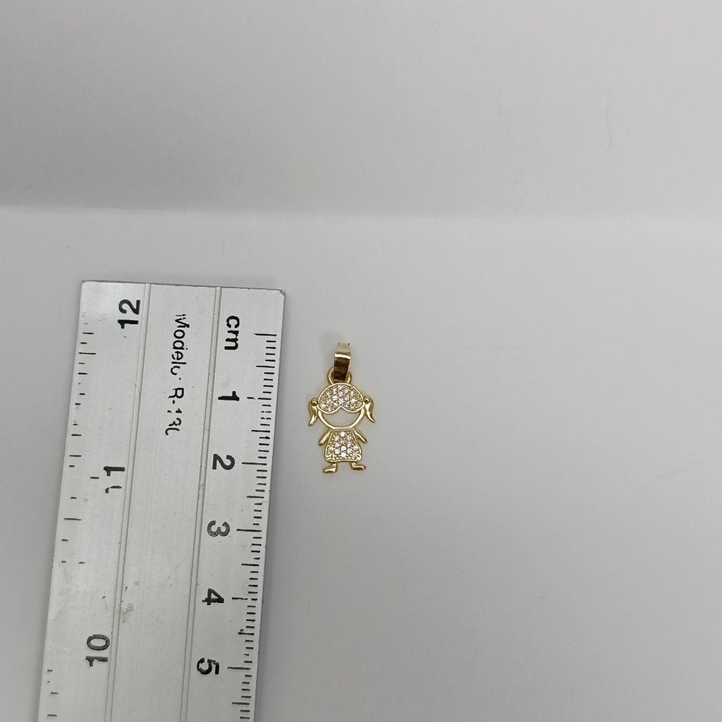 DIJE TEJIDO NIÑA CON CIRCONIAS 14K 0.8 GR (NUEVO)