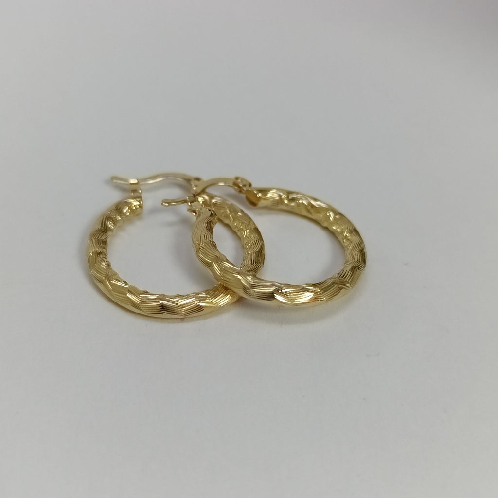 ARETES TEJIDO ARRACADA LABRADA 14K 2.6 GR (NUEVO)