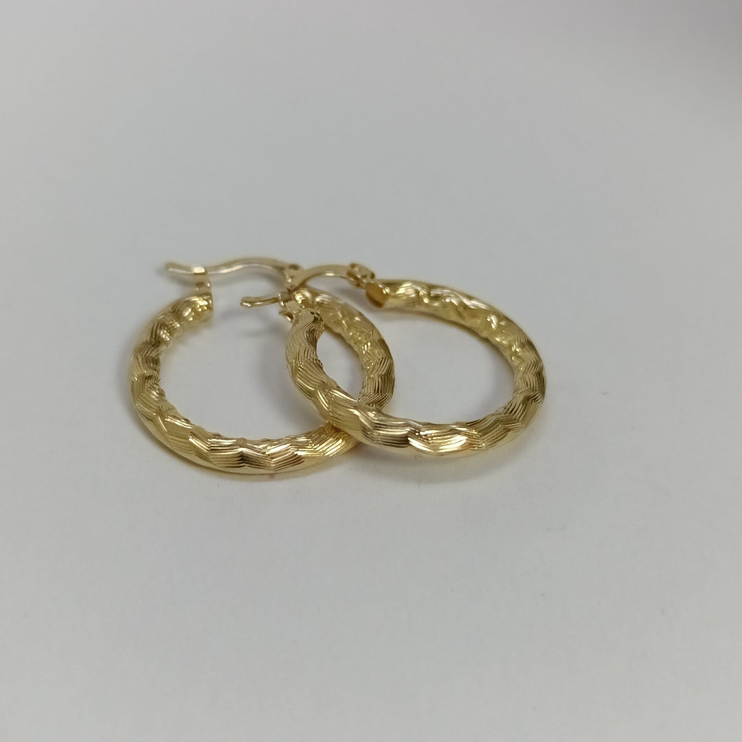 ARETES TEJIDO ARRACADA LABRADA 14K 2.6 GR (NUEVO)