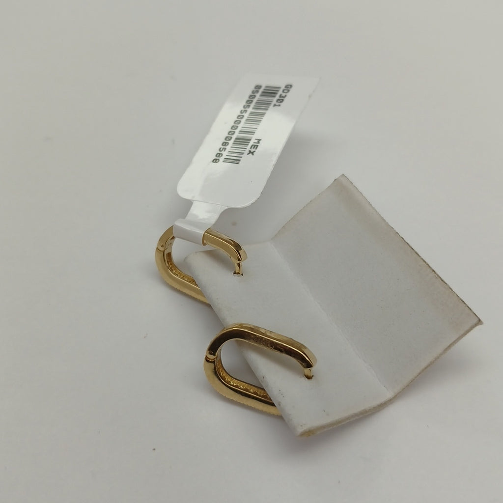 ARETES HUGGIES OVALADA C CIRCONIAS 14K 2.5 GR (NUEVO)