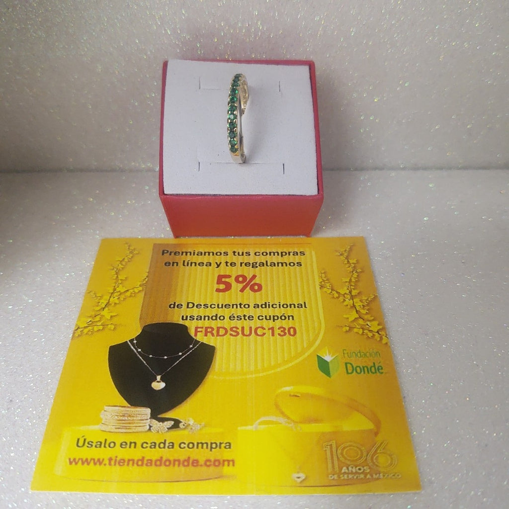 ANILLO ANILLITO MEDIA CHURUMBELA C PDRAS COLOR VERDE 14K 7 TALLA 1.5 GR (NUEVO)