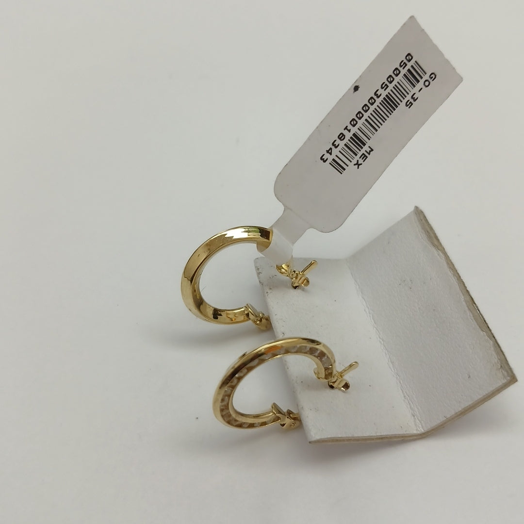 ARETES ARRACADAS CON CIRCONIAS 14K 2.4 GR (NUEVO)