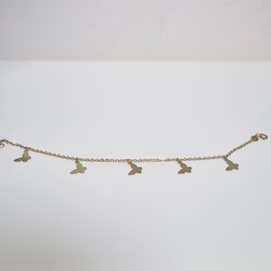 PULSERA ESPECIAL CON MARIPOSAS 14K 18 CM 2.1 GR (NUEVO)