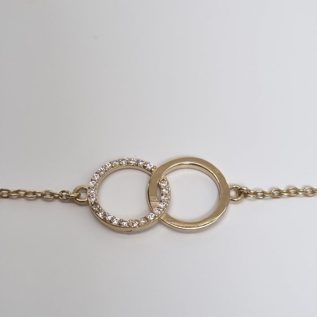 PULSERA TEJIDO ESPECIAL FIG AROS UNIDOS C CIRCS 14K 18 CM 2.1 GR (NUEVO)
