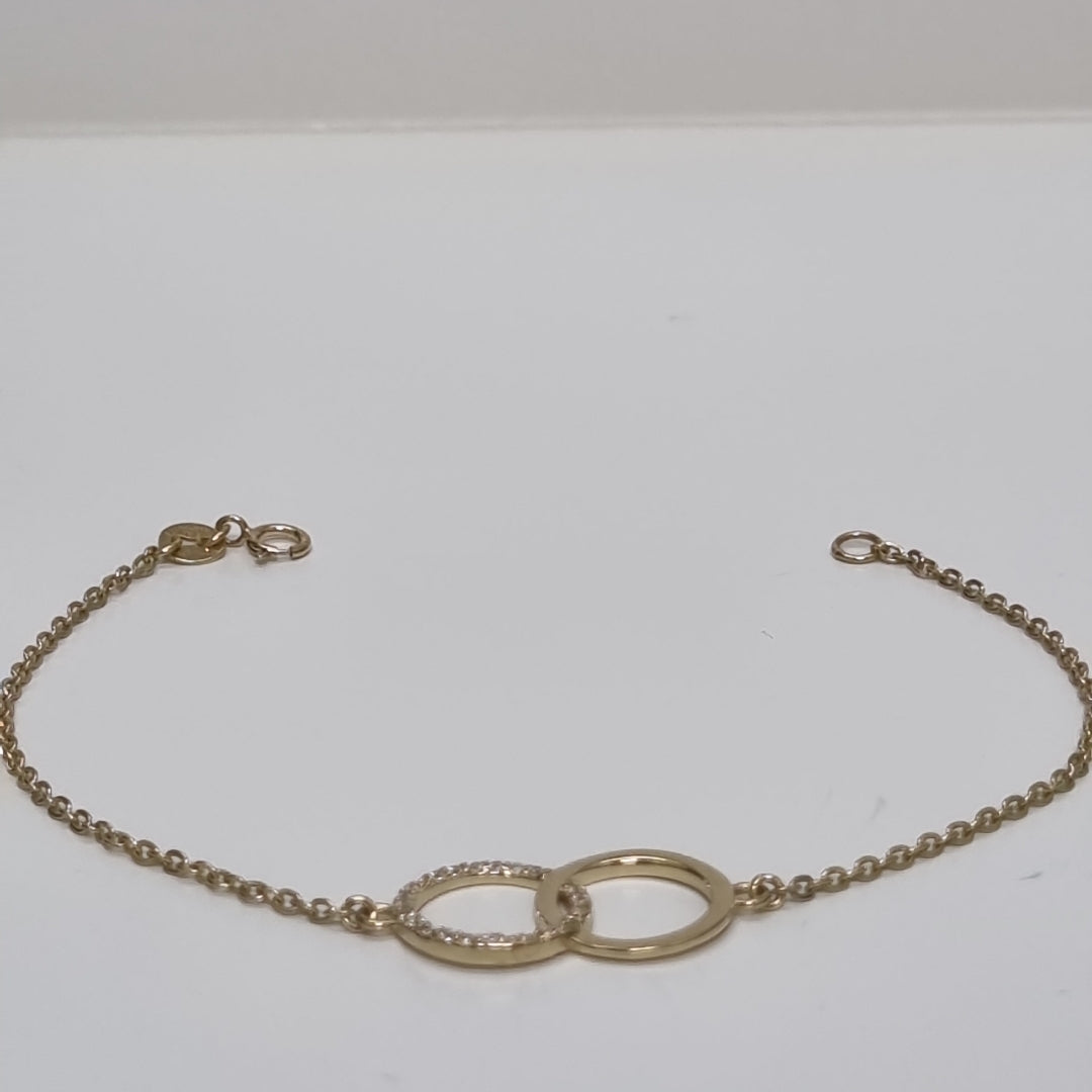 PULSERA TEJIDO ESPECIAL FIG AROS UNIDOS C CIRCS 14K 18 CM 2.1 GR (NUEVO)
