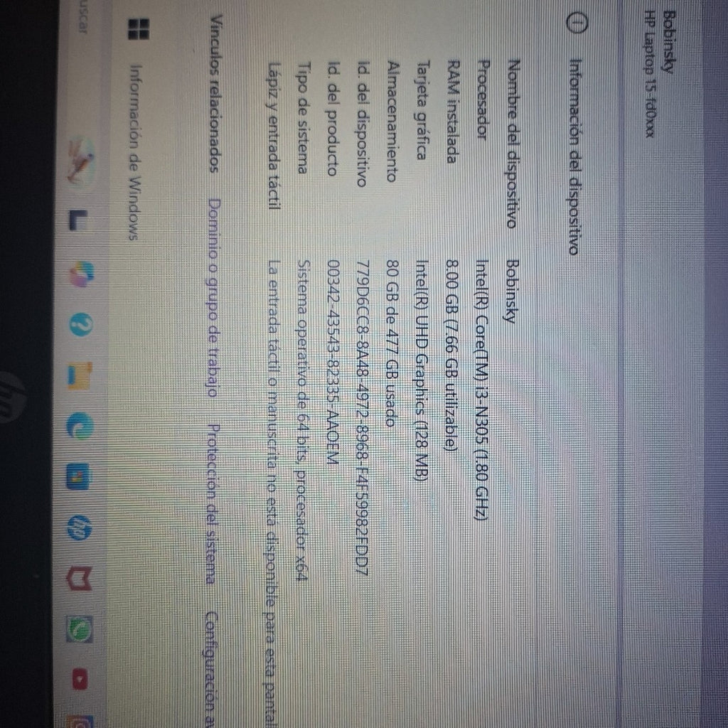 LAPTOP HP 15-FD0231LA (2025) 512 GB SSD 8 GB RAM (SEMINUEVO)