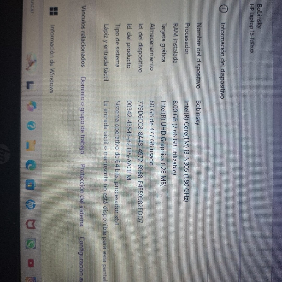 LAPTOP HP 15-FD0231LA (2025) 512 GB SSD 8 GB RAM (SEMINUEVO)