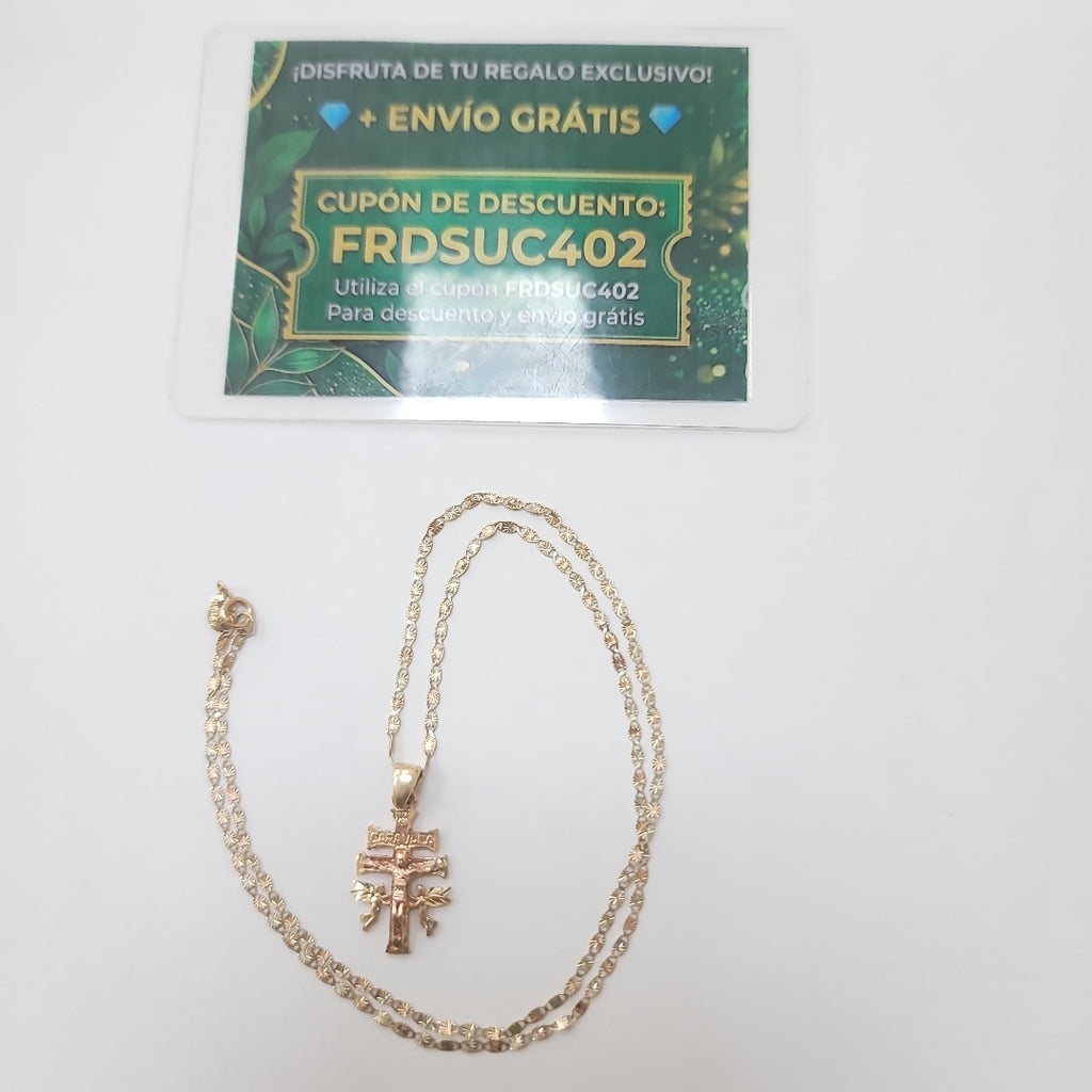 CADENA, CRUZ DE CARAVACA ORO, ORO COMBINADO 10 K 3.1 GRMS (SEMINUEVO)