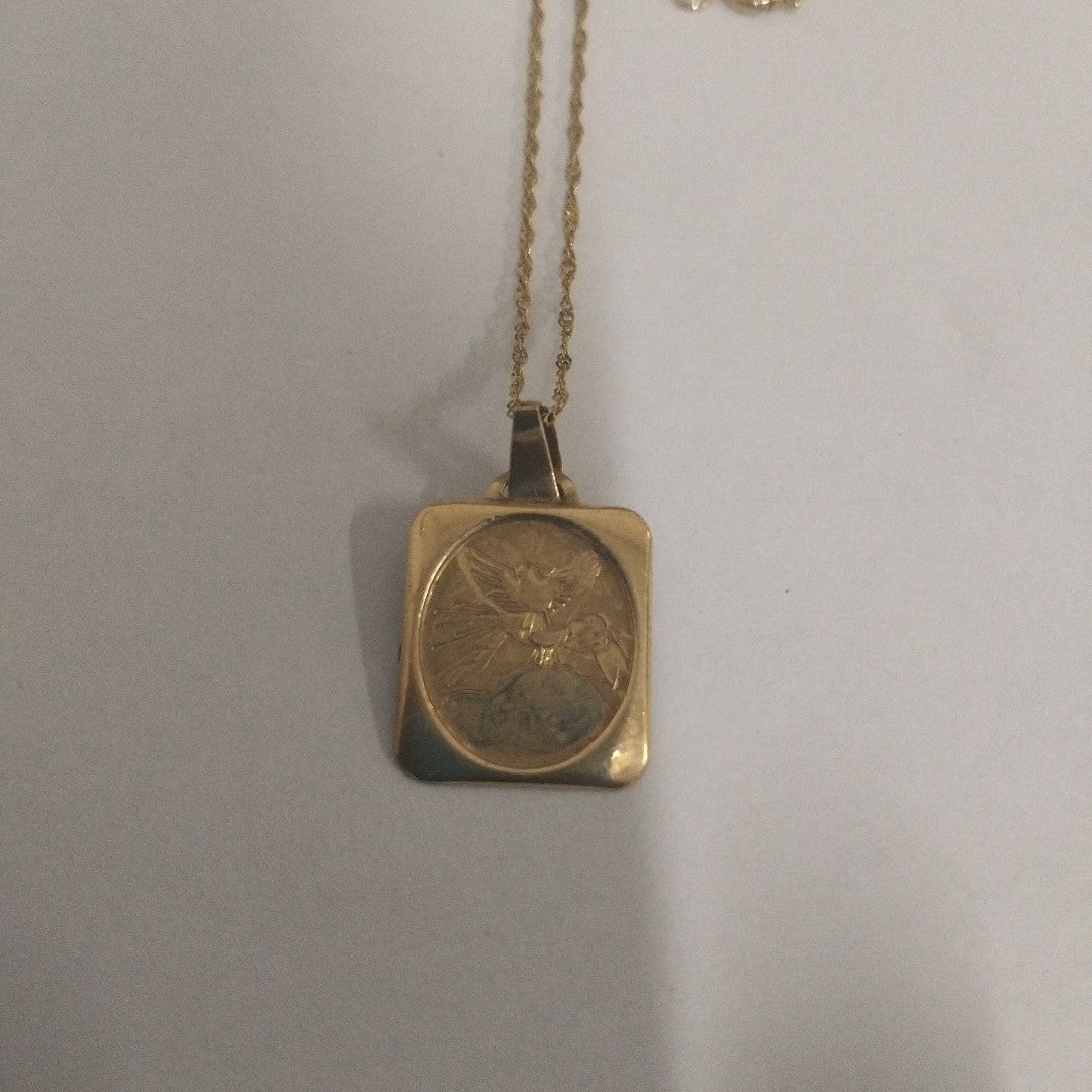 CADENA, MEDALLA RELIGIOSA ORO 14 K 1.6 GRMS (SEMINUEVO)
