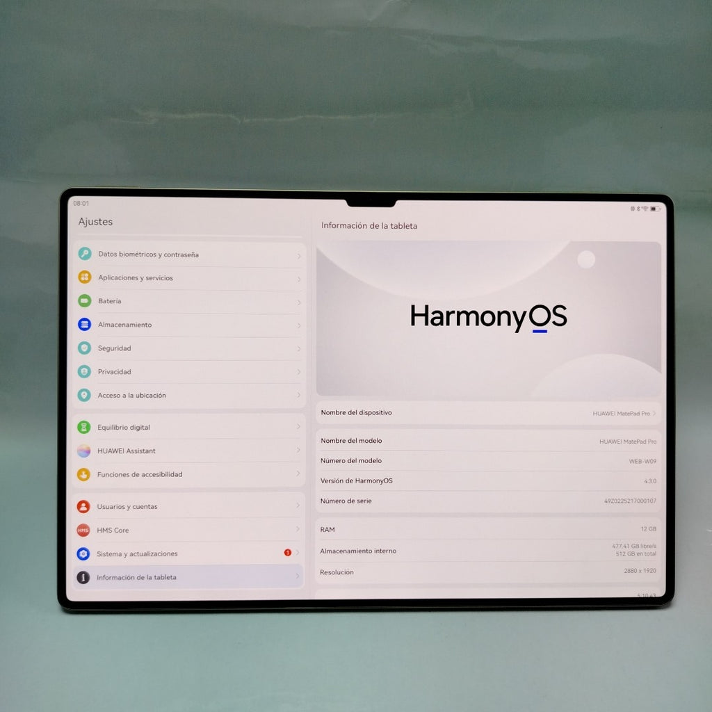 TABLETA HUAWEI MATEPAD PRO 13.2" WEB-W09 (2025) 512 GB 12 GB RAM (SEMINUEVO)
