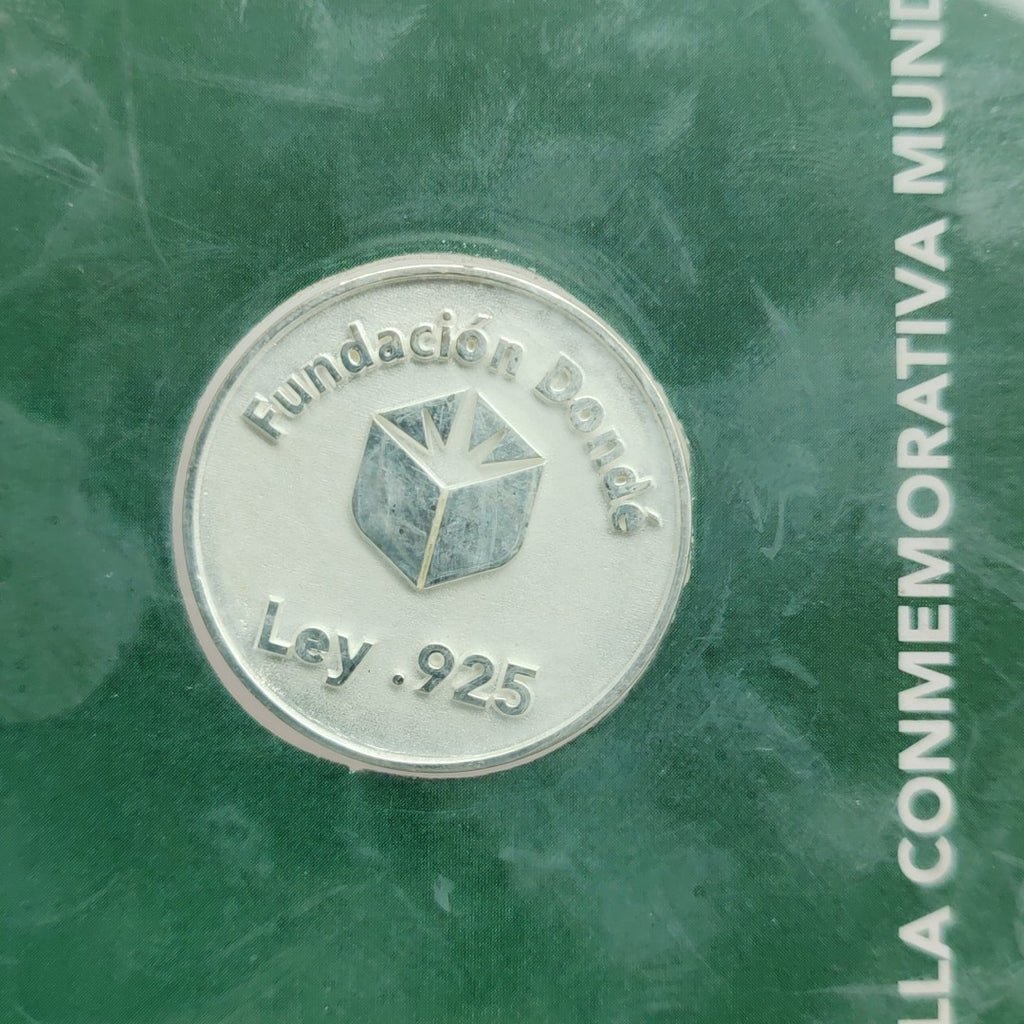 MEDALLA CONMEMORATIVA FRD FÚTBOL MOTIVO QUETZALCÓATL PLATA .925 11.9 GR (NUEVO)