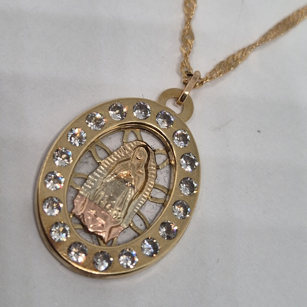 CADENA, MEDALLA RELIGIOSA ORO 10 K 2 GRMS (SEMINUEVO)