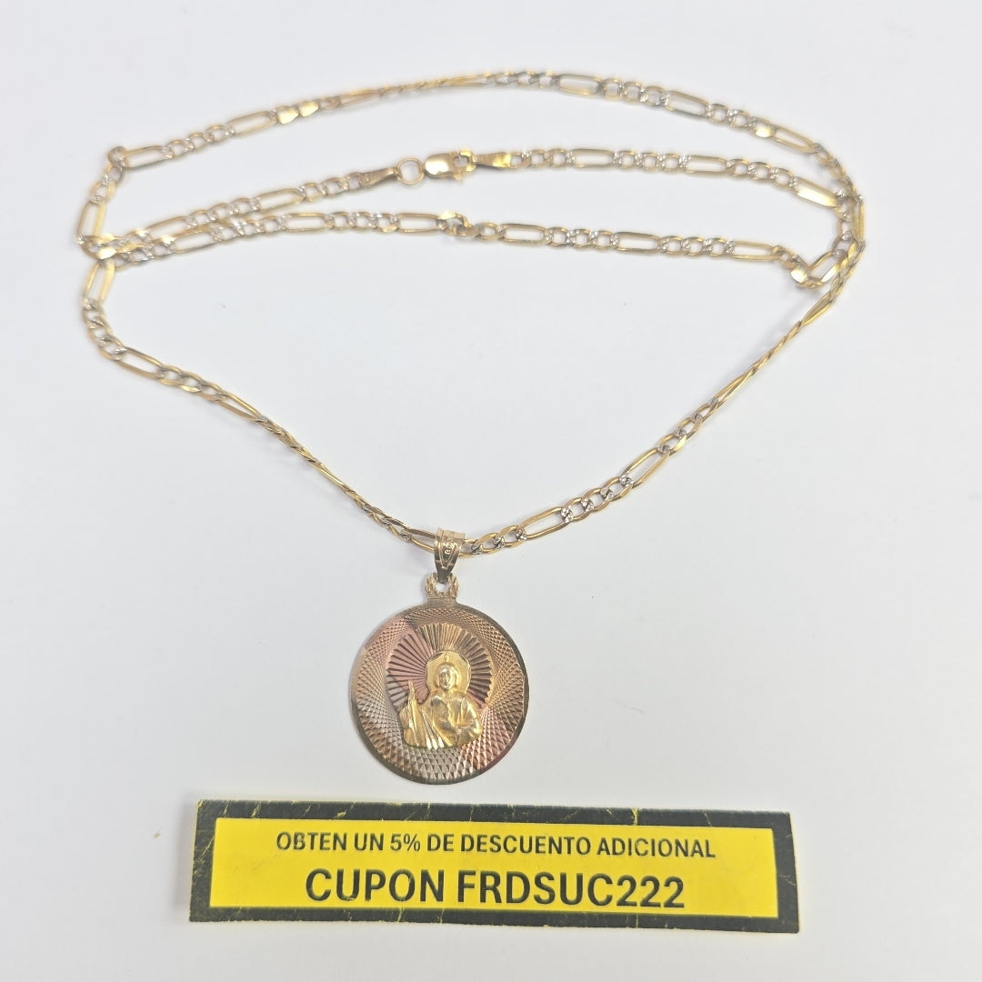 CADENA, MEDALLA RELIGIOSA ORO 10 K 8.8 GRMS (SEMINUEVO)