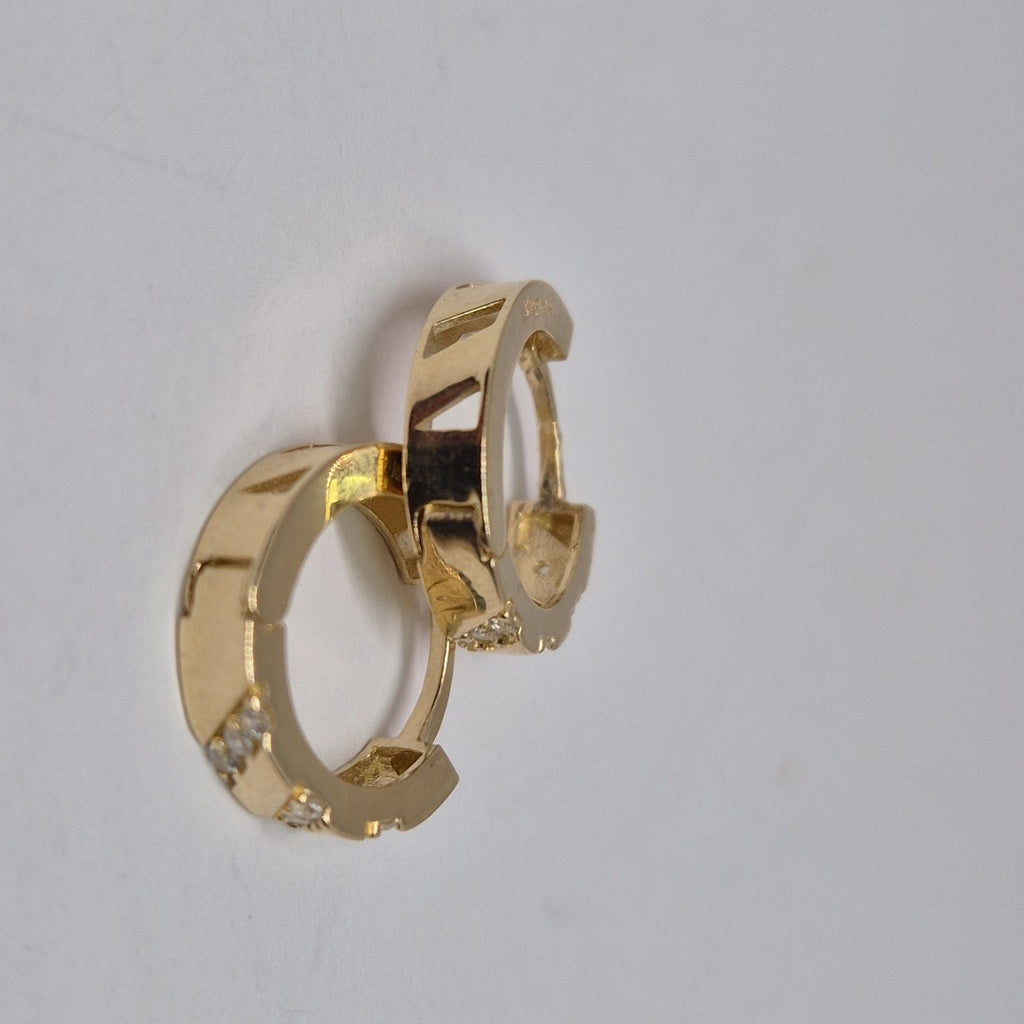 ARETES HUGGIES CON CIRCONIAS 14K 2.2 GR (NUEVO)