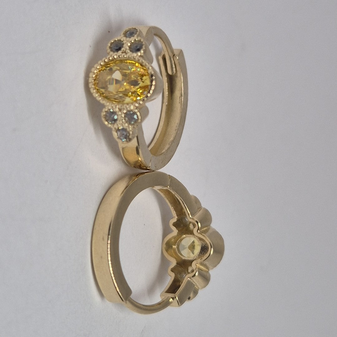 ARETES ARRACADAS CON CIRCONIAS Y PDRAS COL 14K 3.3 GR (NUEVO)