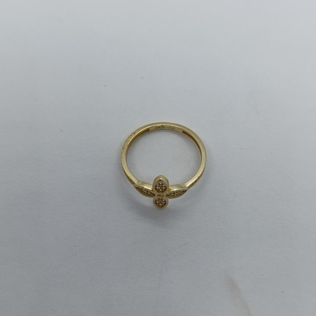 ANILLO ANILLITO FLOR C CIRCONIAS 14K 7 TALLA 1.9 GR (NUEVO)