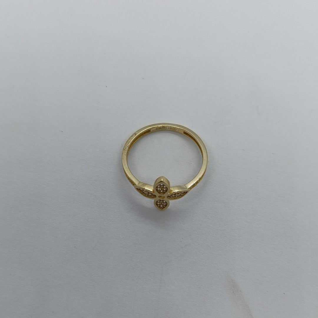 ANILLO ANILLITO FLOR C CIRCONIAS 14K 7 TALLA 1.9 GR (NUEVO)