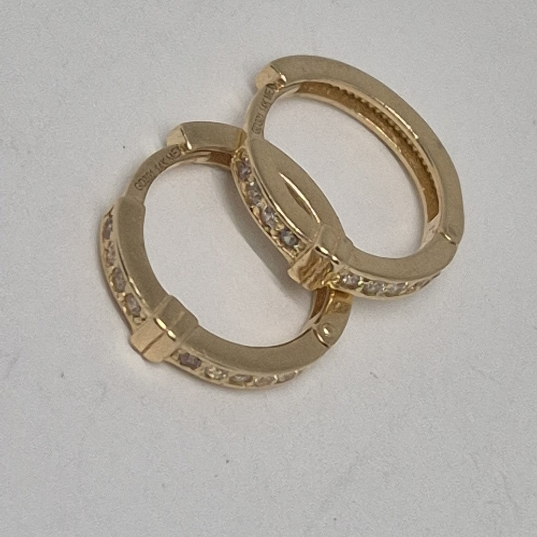 ARETES HUGGIES C CIRCONIA 14K 2 GR (NUEVO)