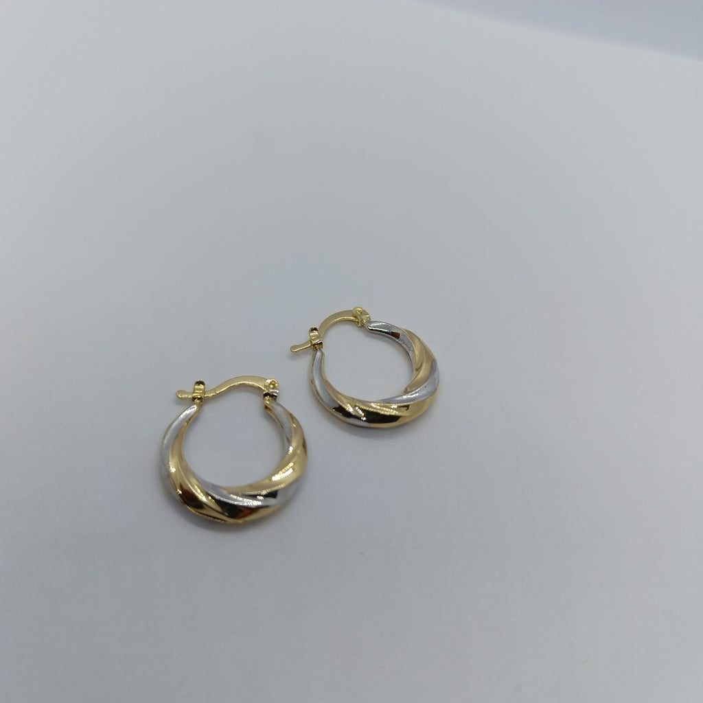 ARETES TEJIDO ARRACADA TRENZADA COMBINADA 14K 1.9 GR (NUEVO)