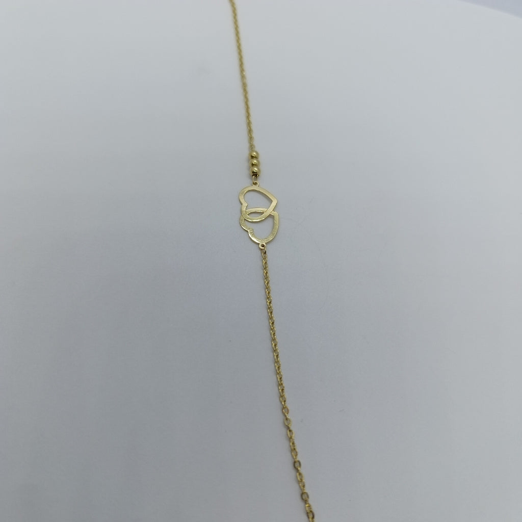 PULSERA TEJIDO ESPECIAL C CORAZONES 14K 18 CM 1.7 GR (NUEVO)