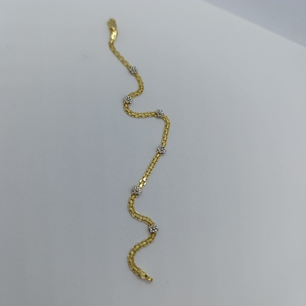 PULSERA ESPECIAL C FLORES 14K 18 CM 3 GR (NUEVO)