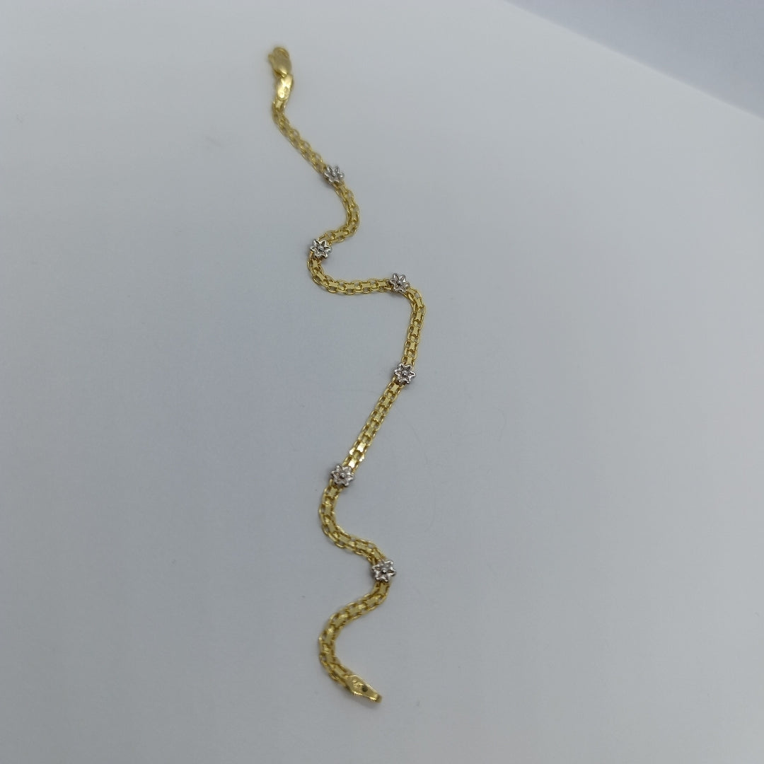 PULSERA ESPECIAL C FLORES 14K 18 CM 3 GR (NUEVO)