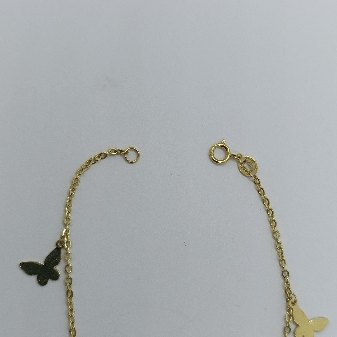 PULSERA ESPECIAL CON MARIPOSAS 14K 18 CM 2 GR (NUEVO)