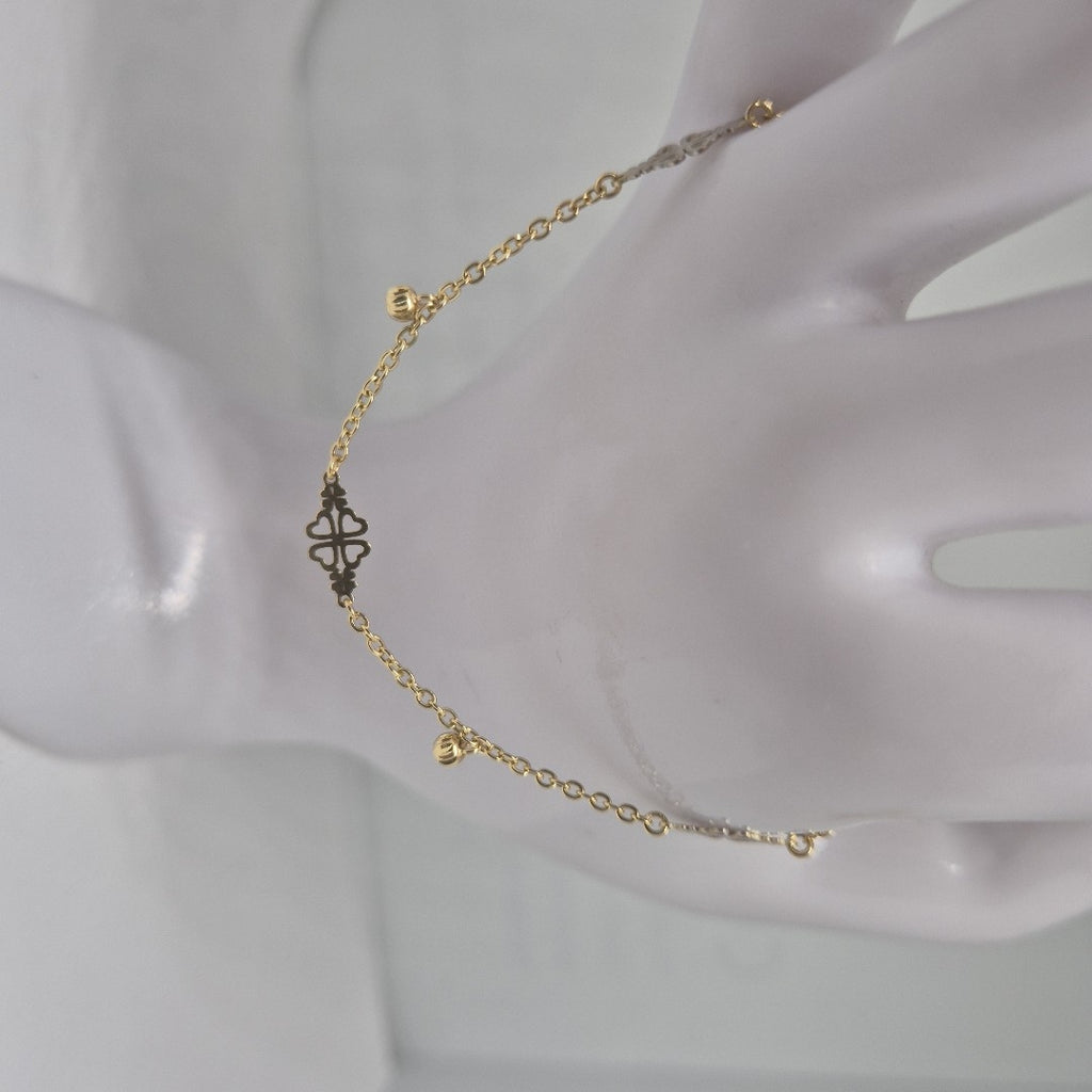 PULSERA ESPECIAL CON TREBOL 14K 18 CM 1.9 GR (NUEVO)