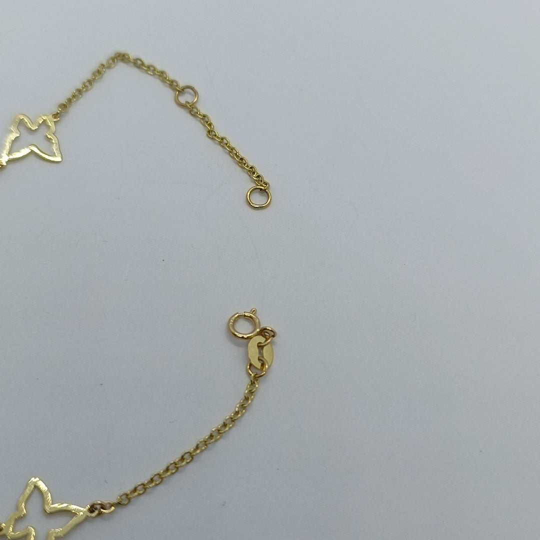 PULSERA ESPECIAL C MARIPOSAS 14K 18 CM 1.7 GR (NUEVO)