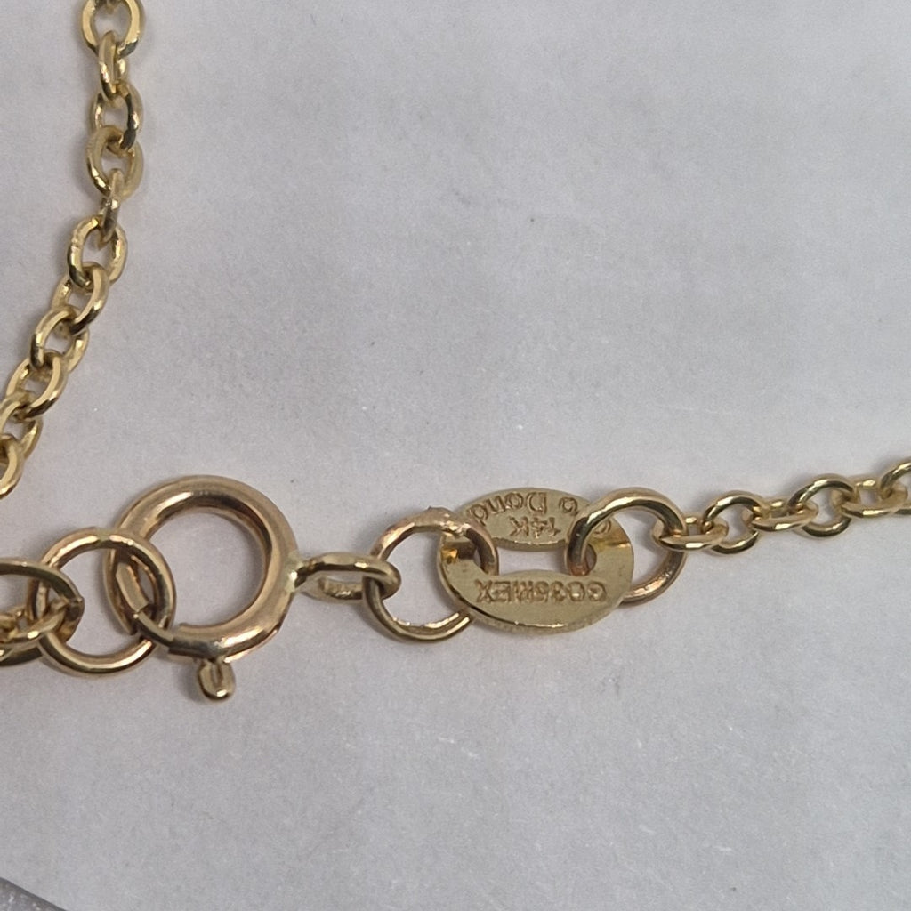 PULSERA ESPECIAL CON CORAZONES CONBINADOS 14K 18 CM 1.7 GR (NUEVO)