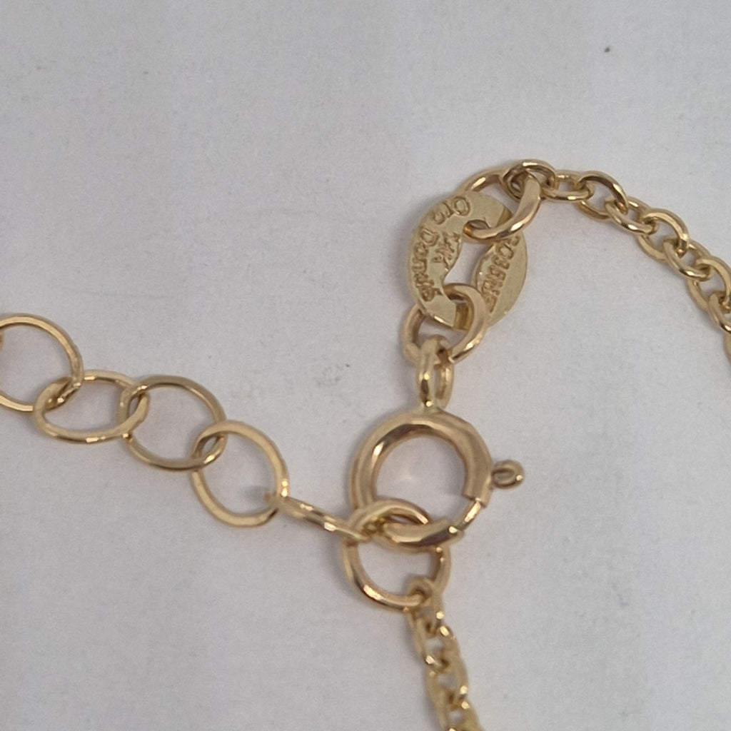 PULSERA ESPECIAL CON CORAZONES CONBINADOS 14K 18 CM 1.6 GR (NUEVO)