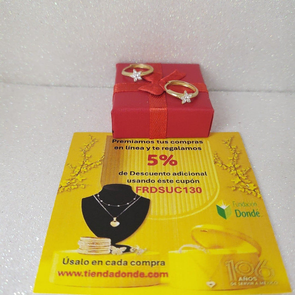 ARETES ARRACADAS FIG ESTRELLA CIRCONIAS 10K 1.6 GR (NUEVO)