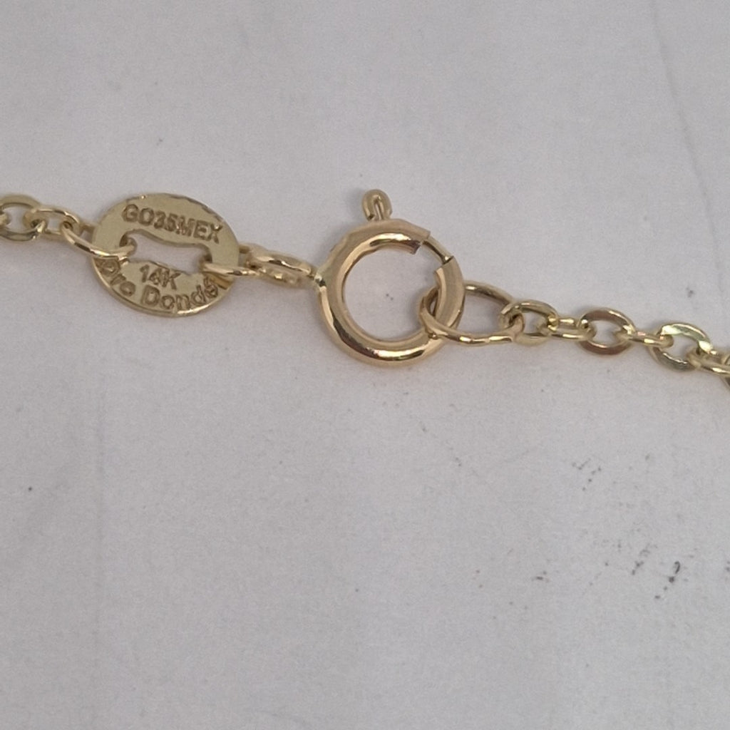PULSERA TEJIDO ESPECIAL CON BOLITAS 14K 18 CM 1.8 GR (NUEVO)