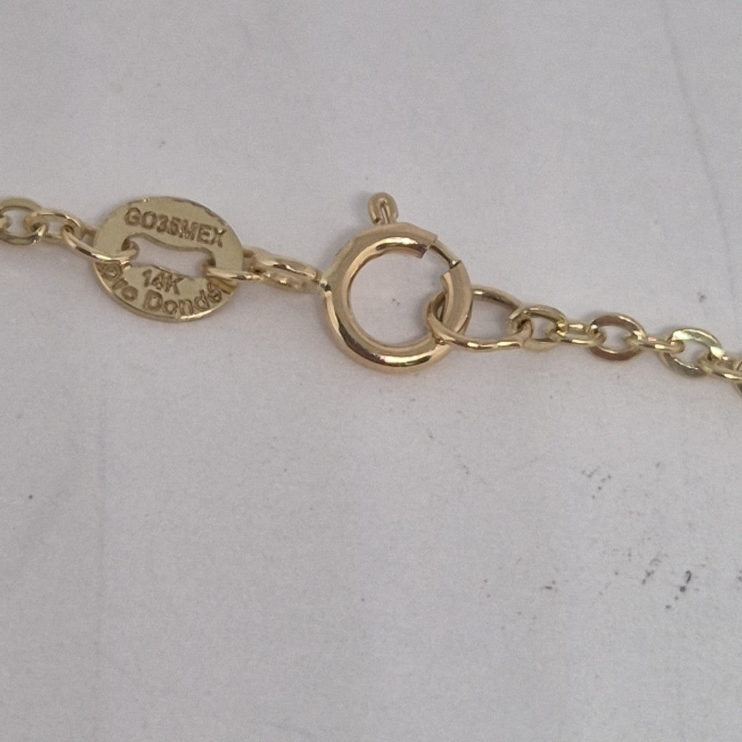 PULSERA TEJIDO ESPECIAL CON BOLITAS 14K 18 CM 1.8 GR (NUEVO)