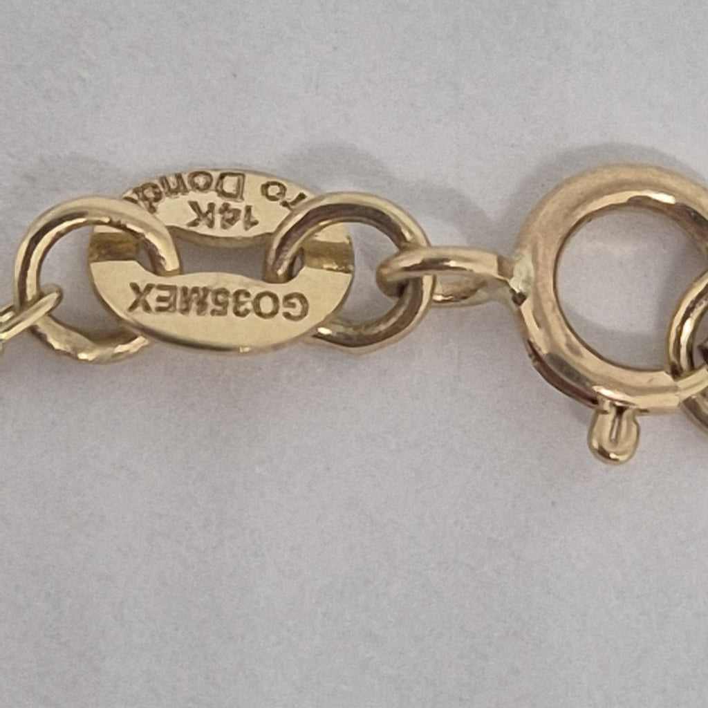 PULSERA TEJIDO ESPECIAL CORAZONES CON CIRCONIAS 14K 18 CM 2.4 GR (NUEVO)