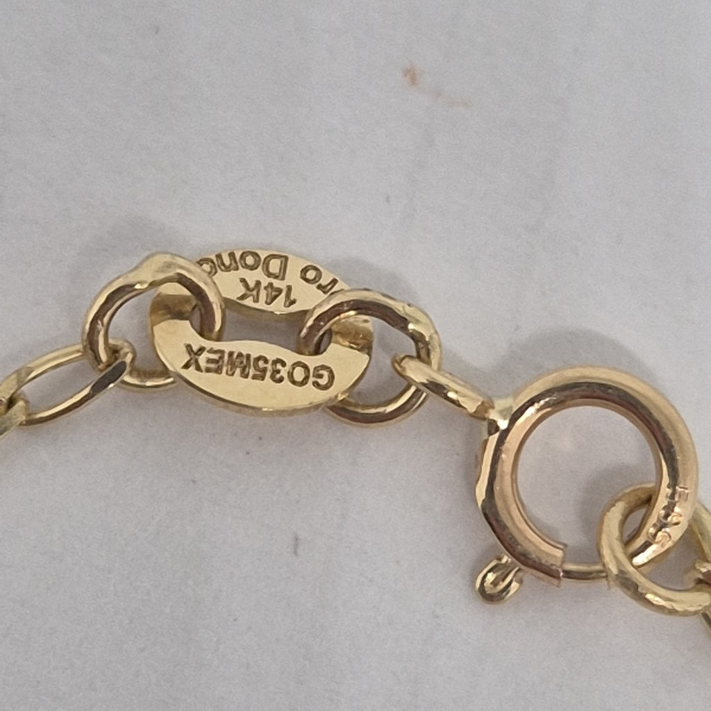 PULSERA ESPECIAL CON ESTRELLA Y CIRCONIAS 14K 18 CM 1.5 GR (NUEVO)
