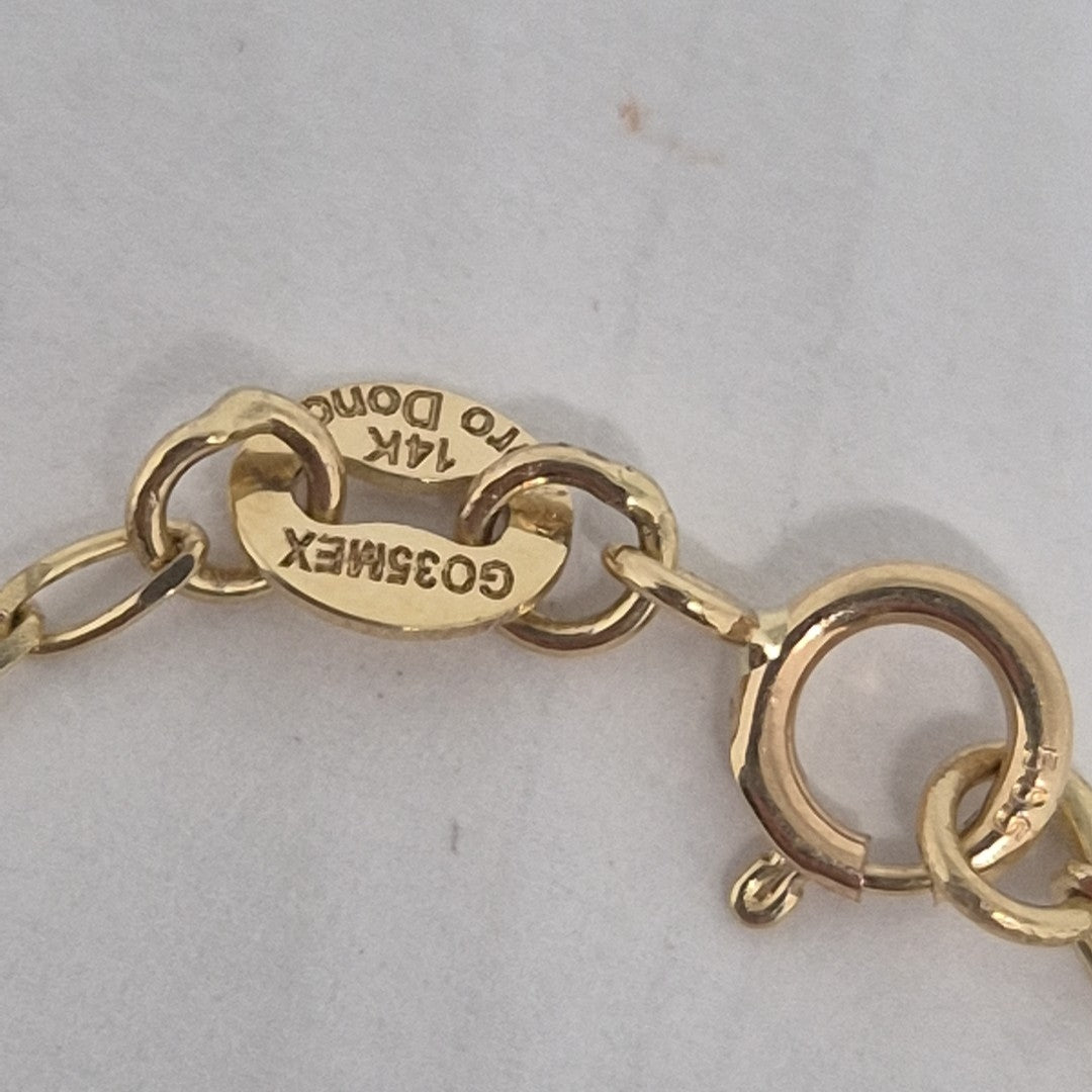PULSERA ESPECIAL CON ESTRELLA Y CIRCONIAS 14K 18 CM 1.5 GR (NUEVO)