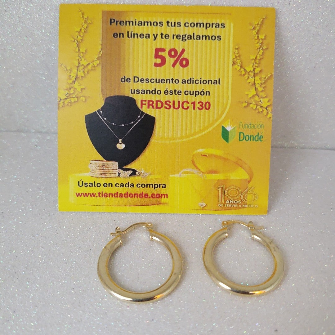 ARETES TEJIDO ARRACADA LISA 14K 2 GR (NUEVO)