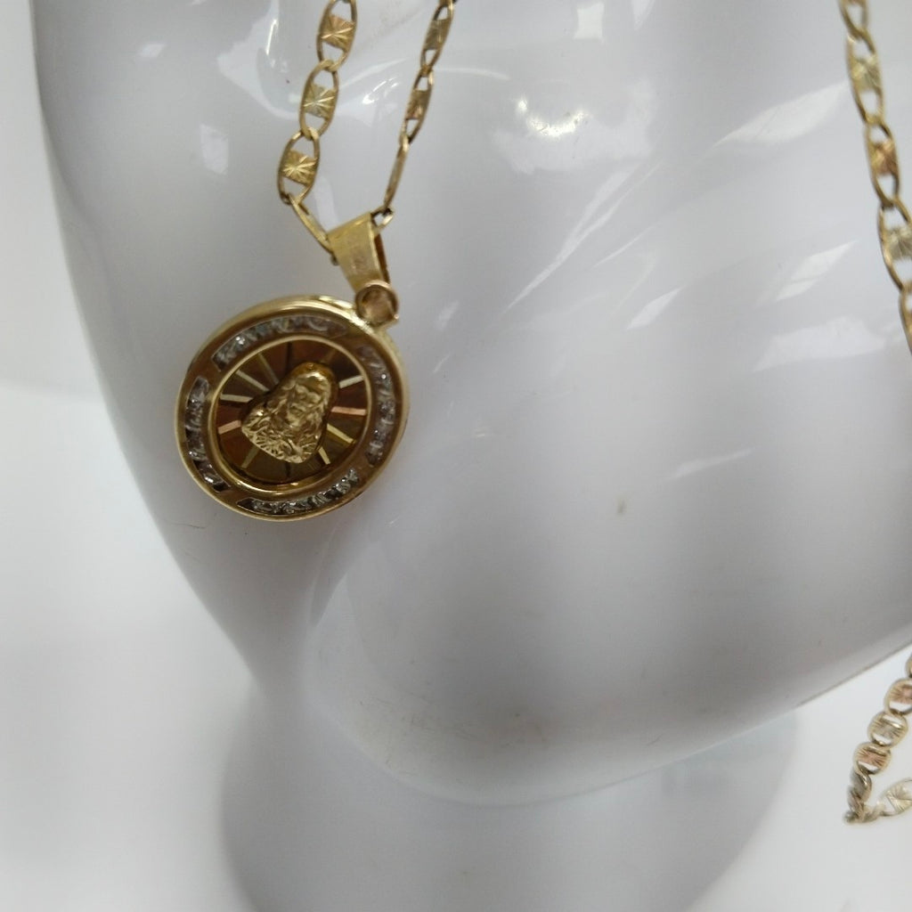 CADENA, MEDALLA RELIGIOSA ORO 10 K 3.1 GRMS (SEMINUEVO)