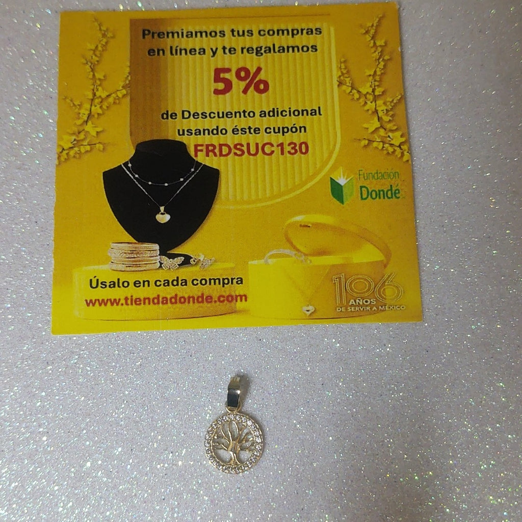 DIJE ARBOL CON CIRCONIAS 10K 0.7 GR (NUEVO)