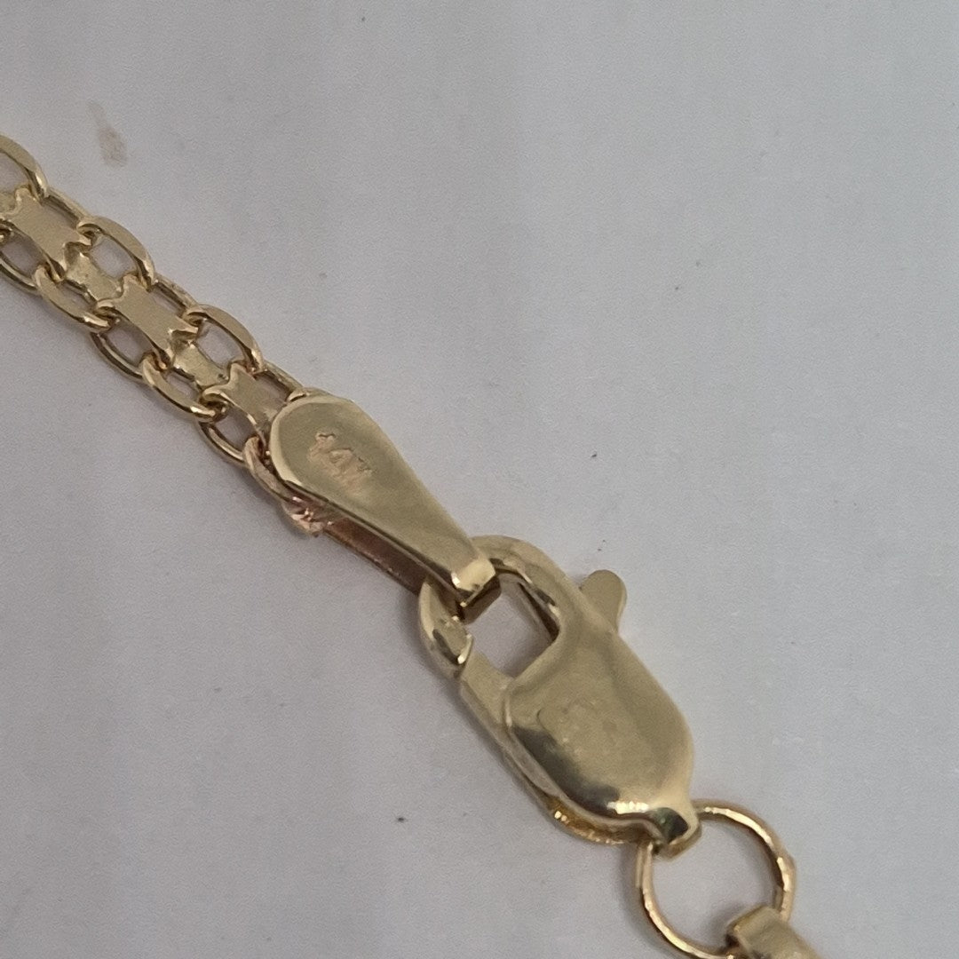PULSERA TEJIDO ESPECIAL CON INFINITO Y CIRCONIAS 14K 18 CM 3.4 GR (NUEVO)