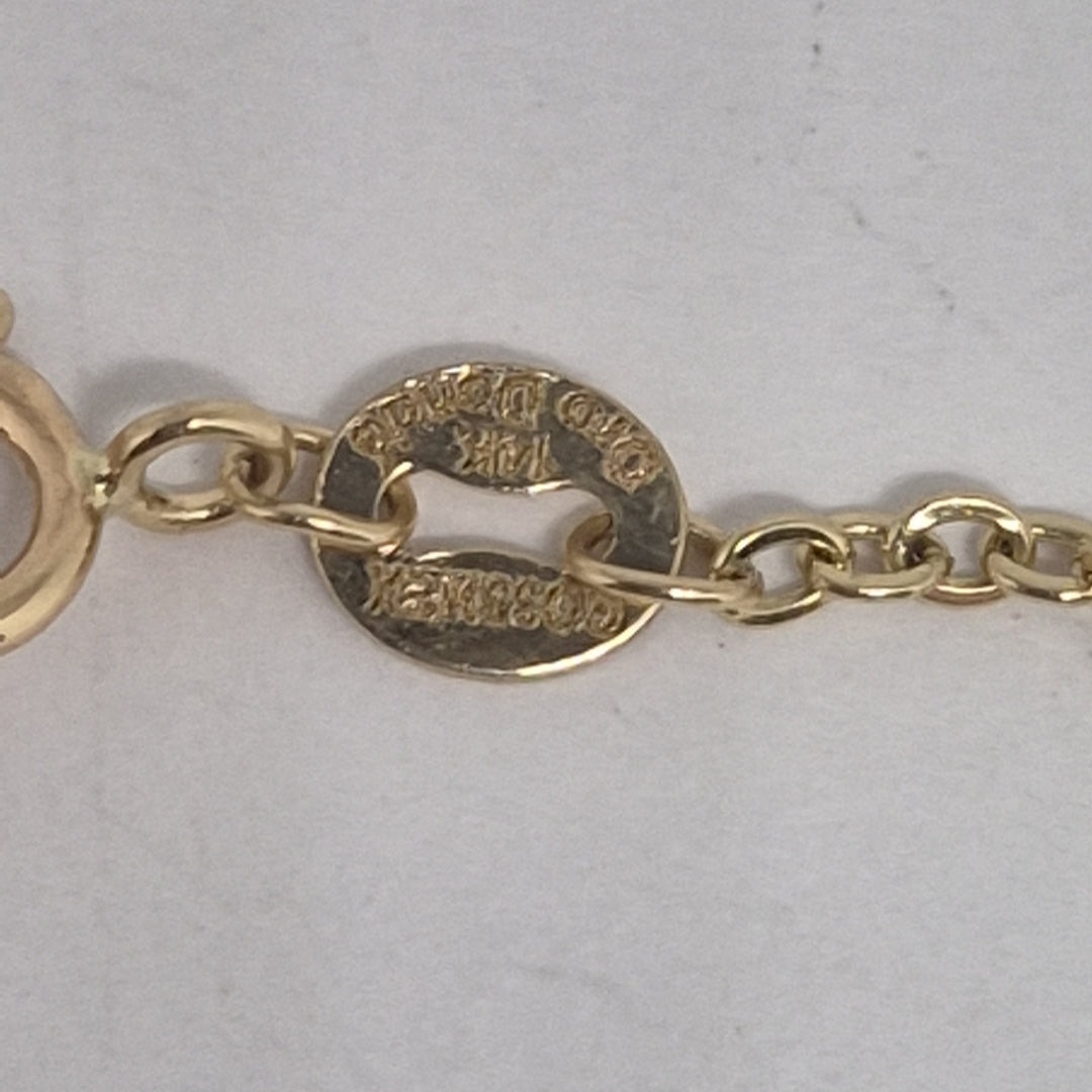 PULSERA TEJIDO ESPECIAL CON MANDALA 14K 18 CM 1.3 GR (NUEVO)