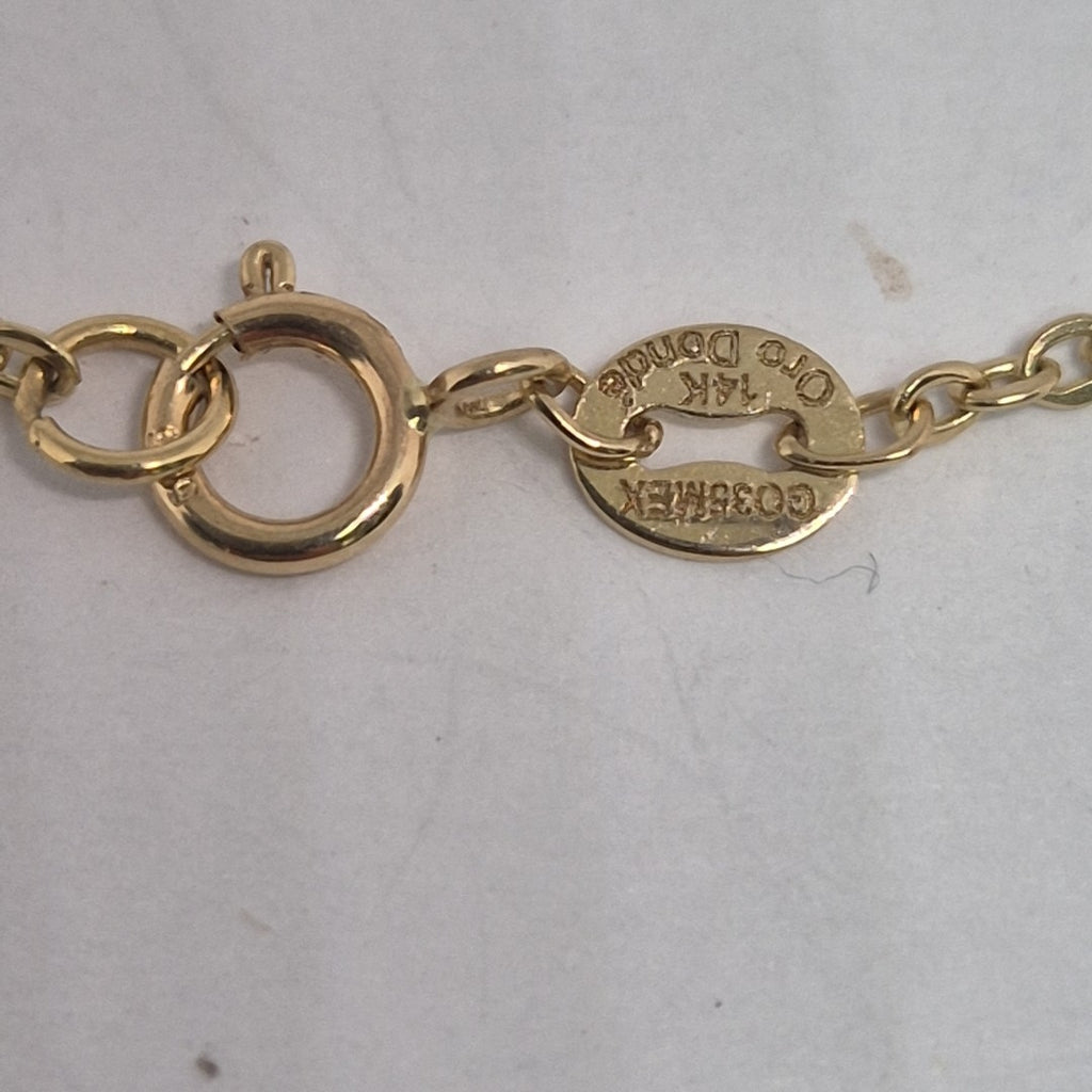 PULSERA ESPECIAL CON CORAZONES 14K 18 CM 1.3 GR (NUEVO)