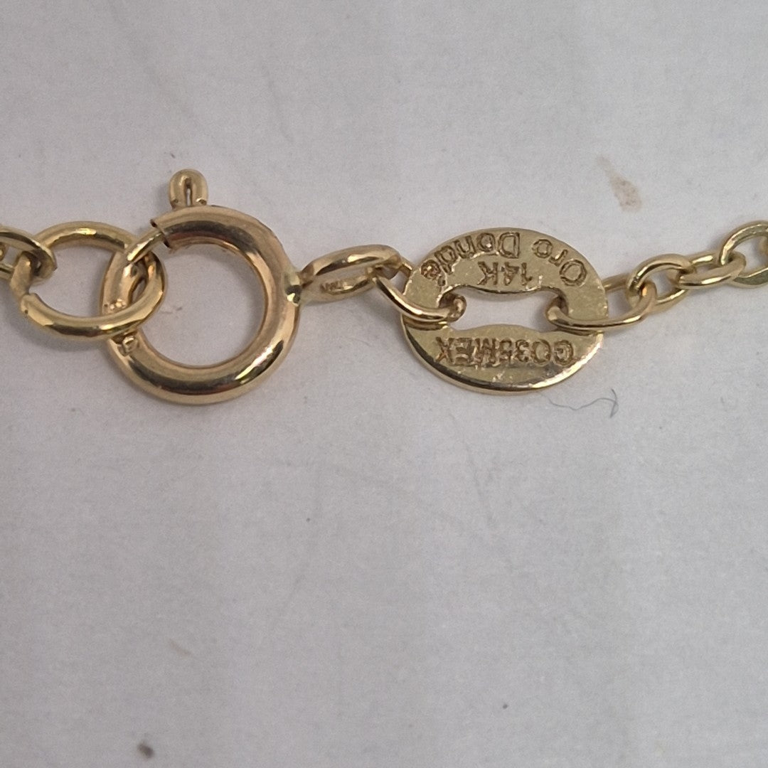 PULSERA ESPECIAL CON CORAZONES 14K 18 CM 1.3 GR (NUEVO)