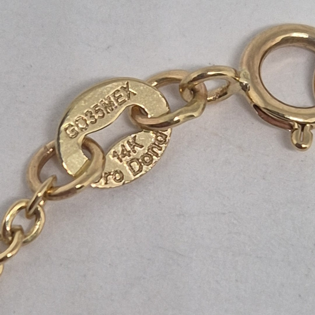 PULSERA ESPECIAL CON CORAZONES CONBINADOS 14K 18 CM 1.7 GR (NUEVO)